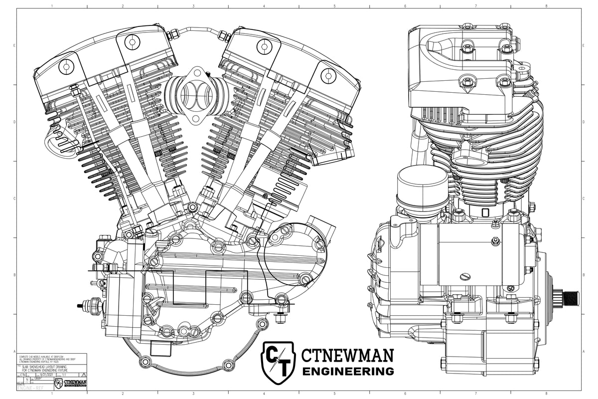 CTNEWMAN ENGINEERING BIG TWIN FRAME JIG (OPTIONAL ENGINE EXPANSION KIT)