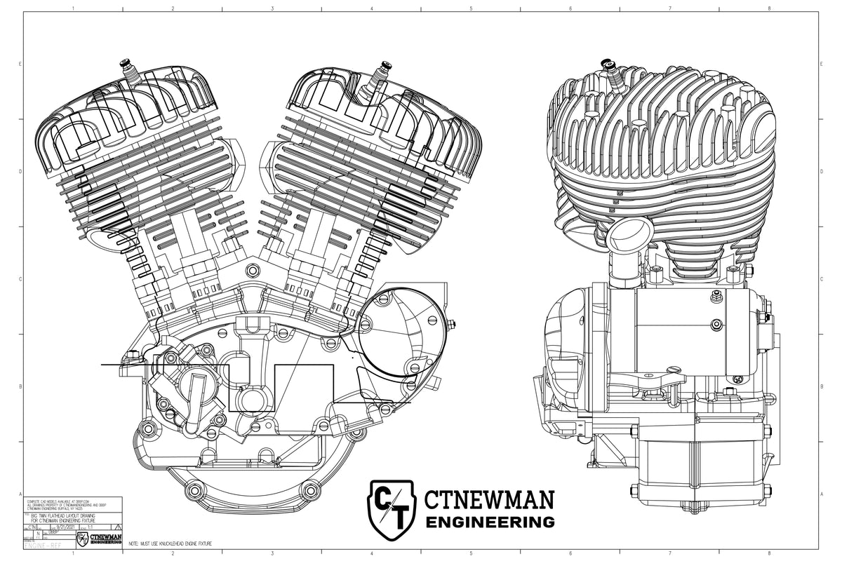CTNEWMAN ENGINEERING BIG TWIN FRAME JIG (OPTIONAL ENGINE EXPANSION KIT)