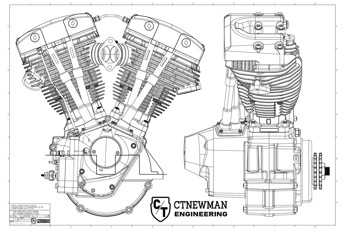 CTNEWMAN ENGINEERING BIG TWIN FRAME JIG (OPTIONAL ENGINE EXPANSION KIT)