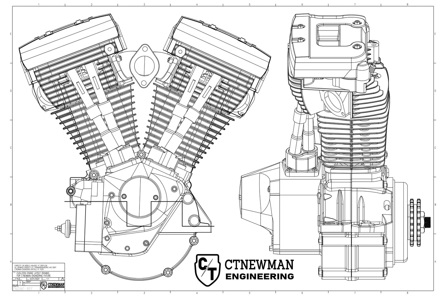 CTNEWMAN ENGINEERING BIG TWIN FRAME JIG (OPTIONAL ENGINE EXPANSION KIT)
