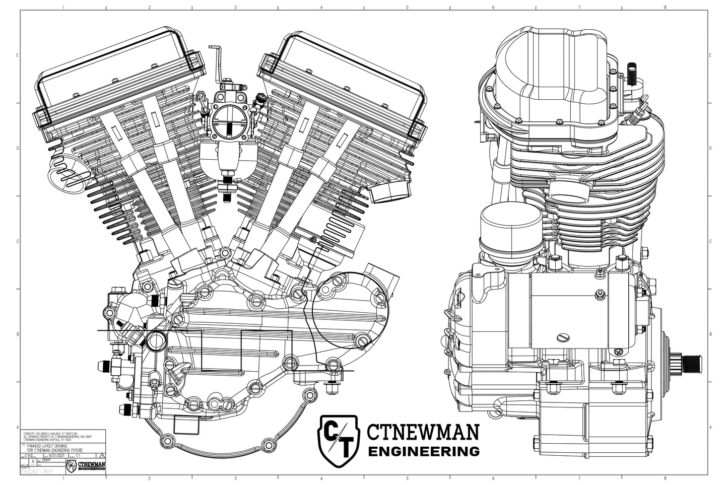CTNEWMAN ENGINEERING BIG TWIN FRAME JIG (OPTIONAL ENGINE EXPANSION KIT)